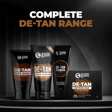 Beardo De-Tan Soap for Men, 75g | Tan Removal and Caffeine Face & Body Soap | Detan With Coffee & 4% Glycolic Acid | For Body & Face | Refreshing Fragrance | For All Skin Types